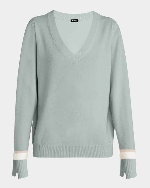 V-Neck Stripe Cuff Sweater